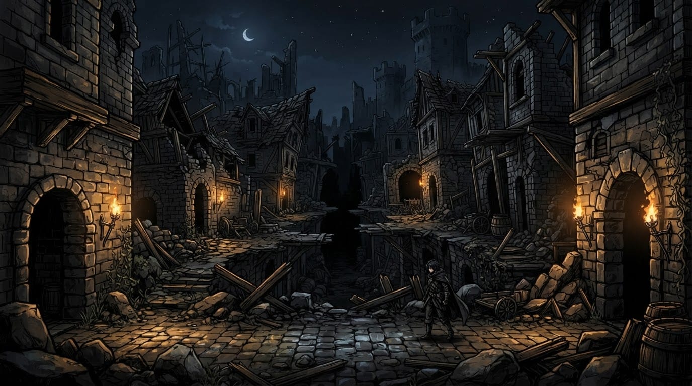 Calles de Ermes en ruinas