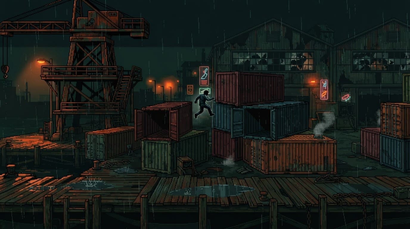 Rainy industrial dockyard