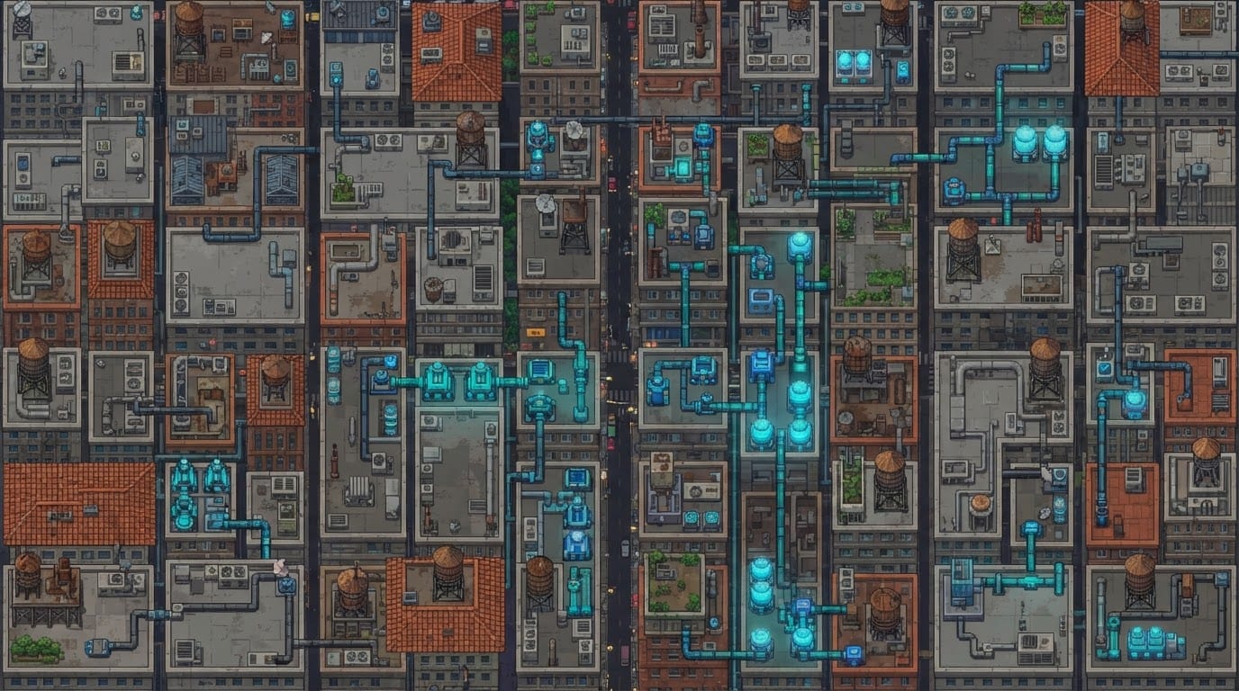 Rooftop city water grid