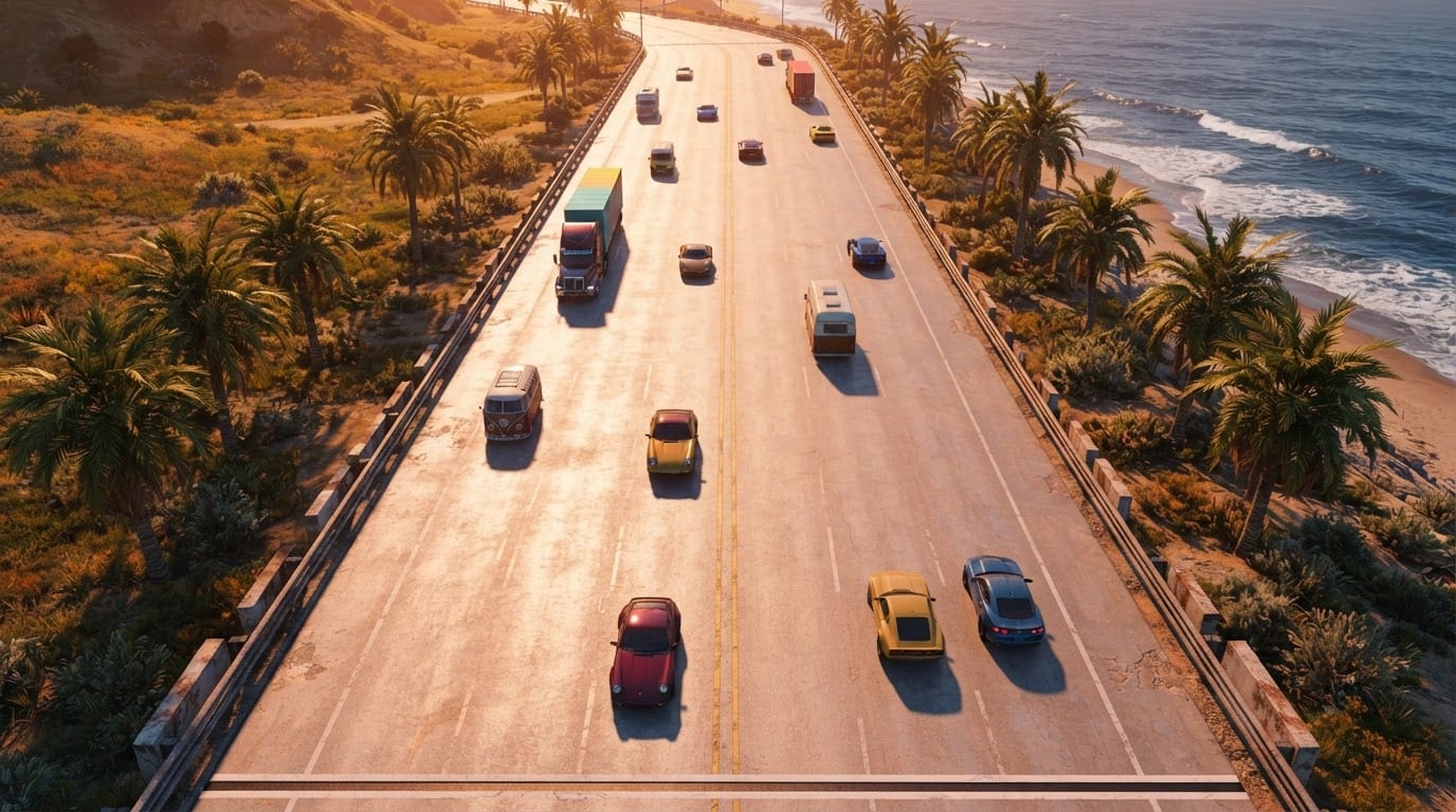 Rodovia à beira da praia