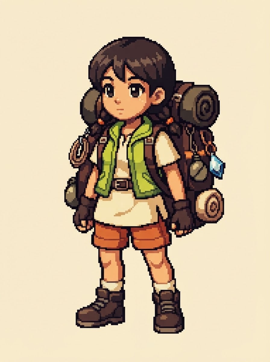 Niña exploradora con mochila
