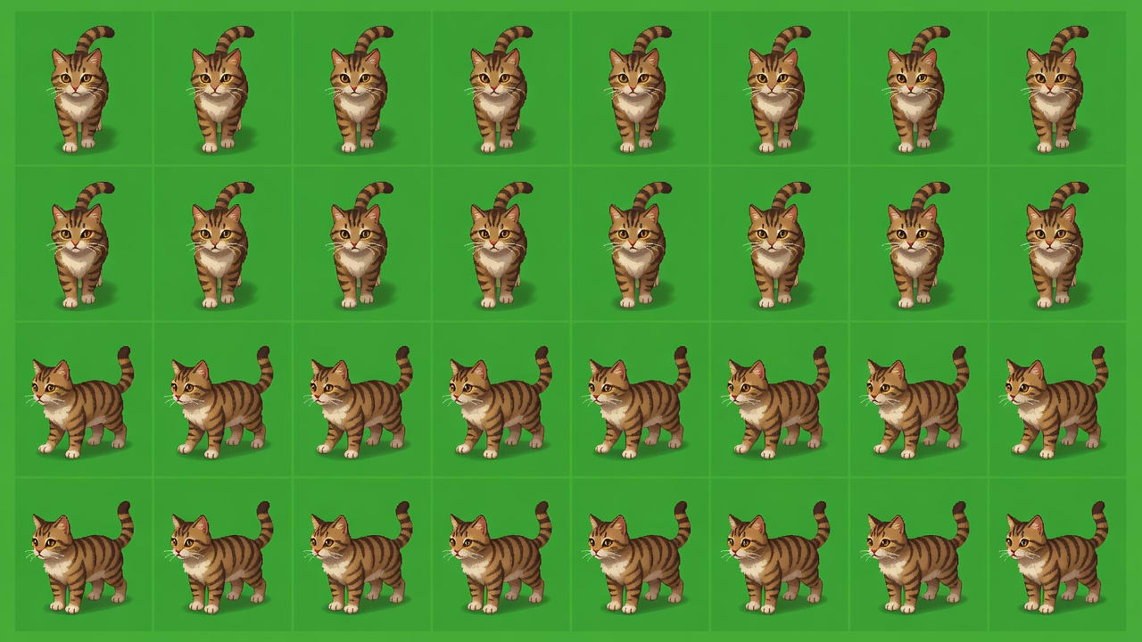 Pom Pom cat sprite sheet