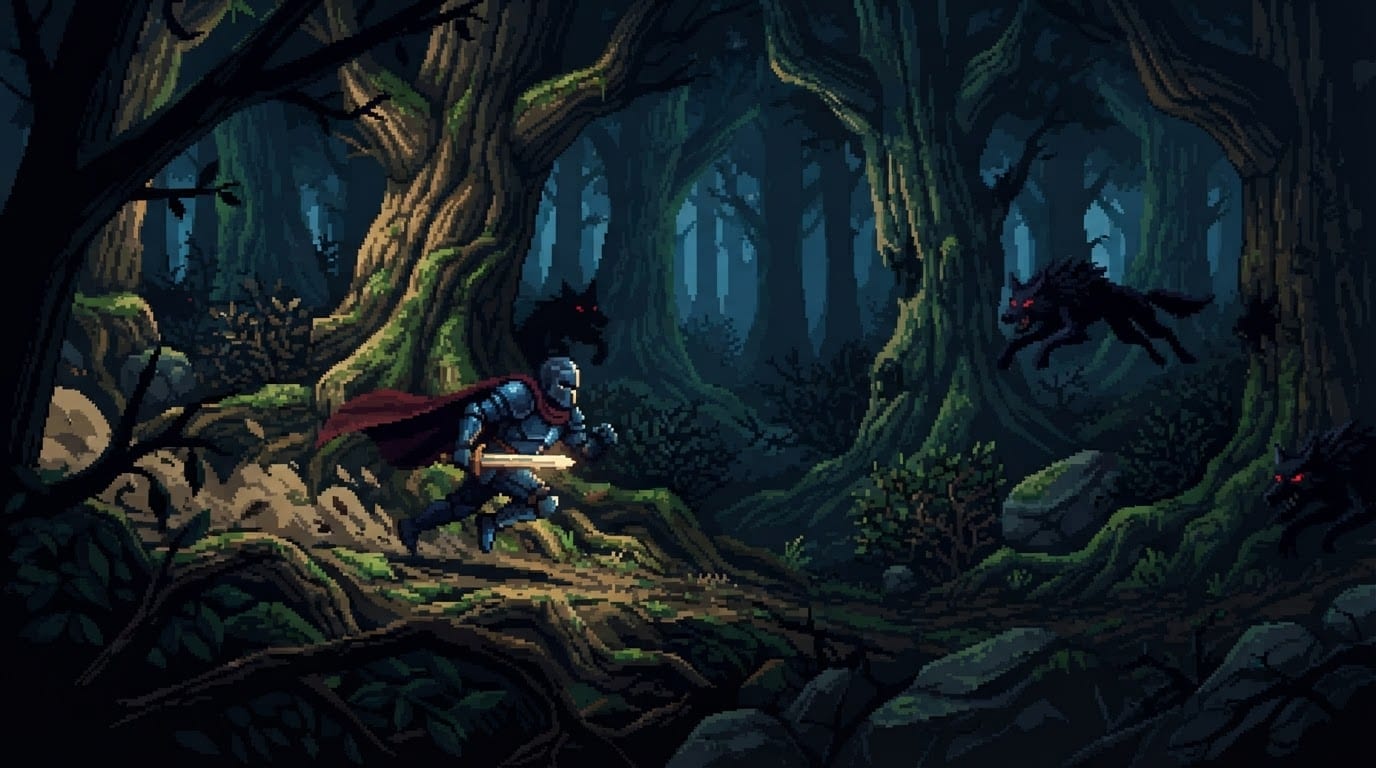 Hunt monsters through dark woods
