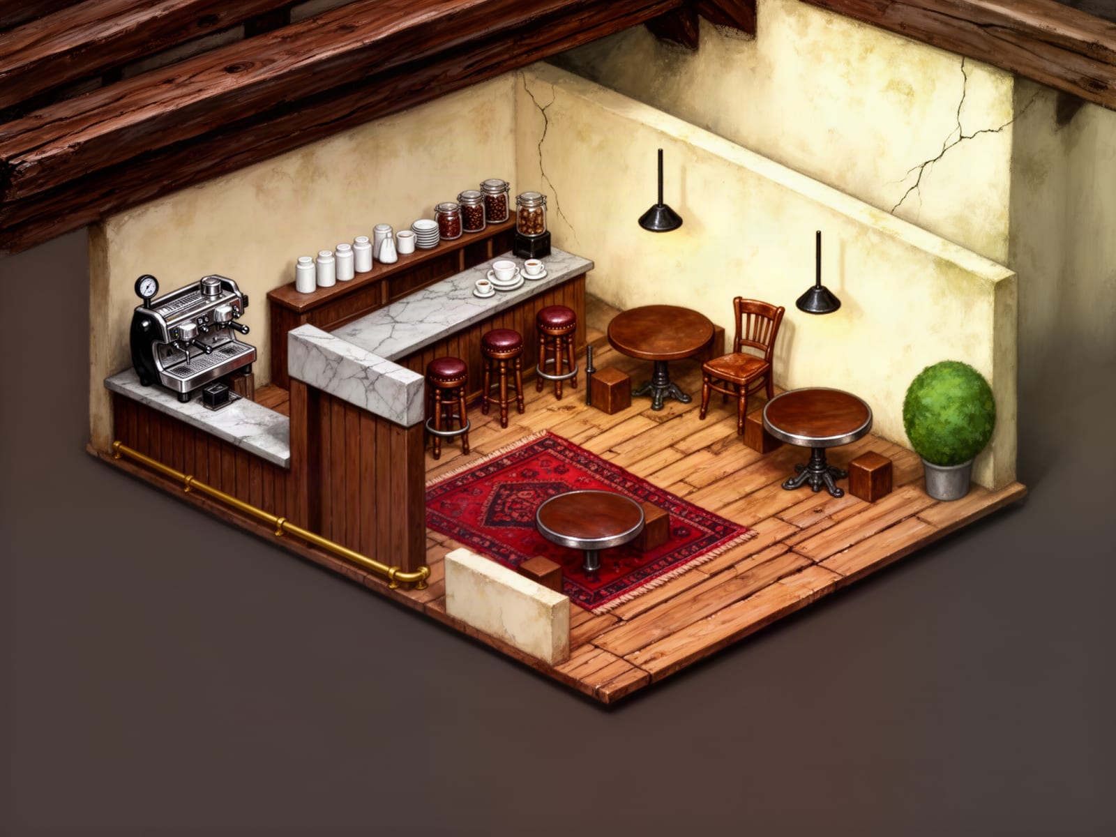 Hand Painted Cafe Interior