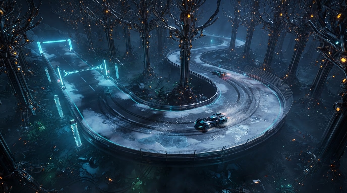 The snowy mechanical forest