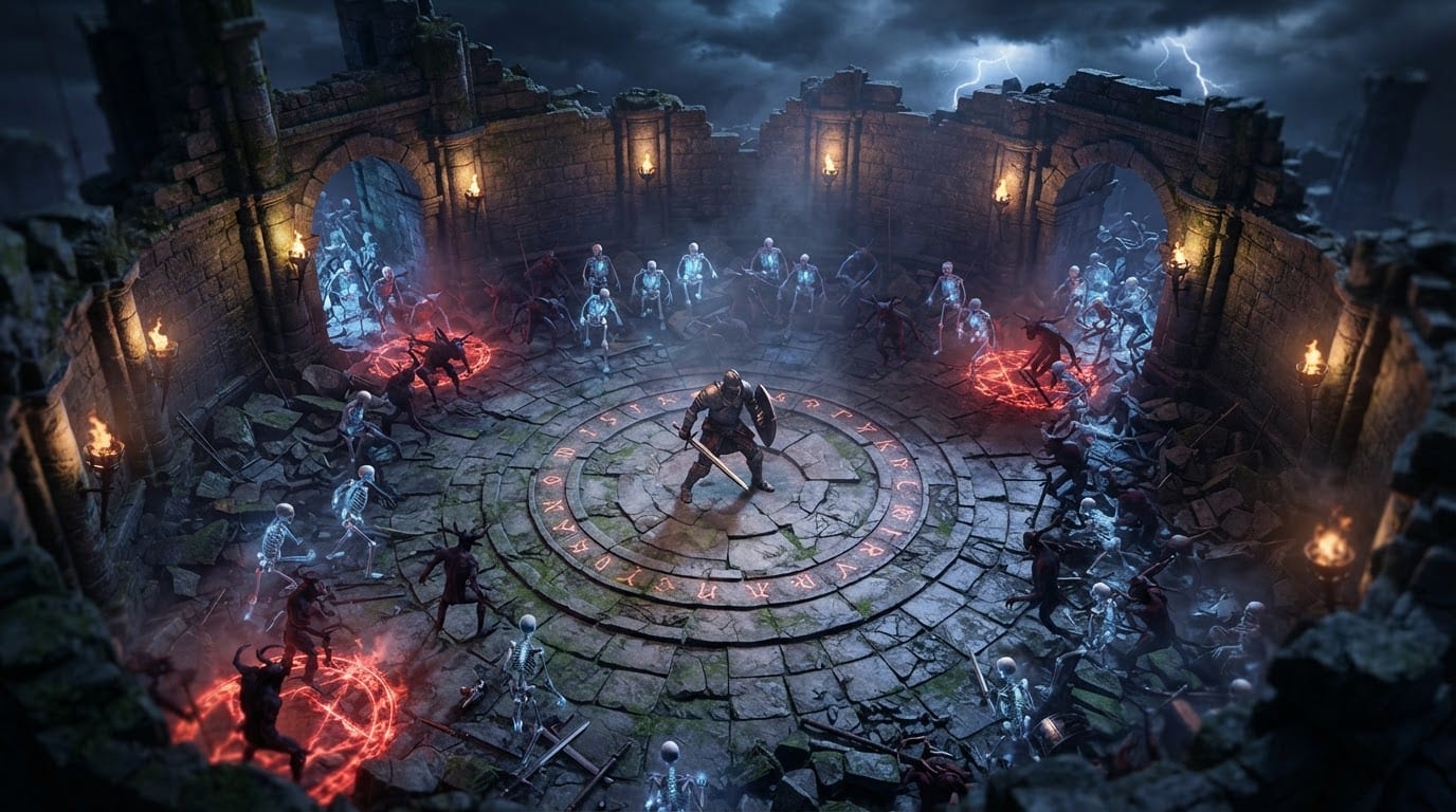 Survive waves of summoned enemies