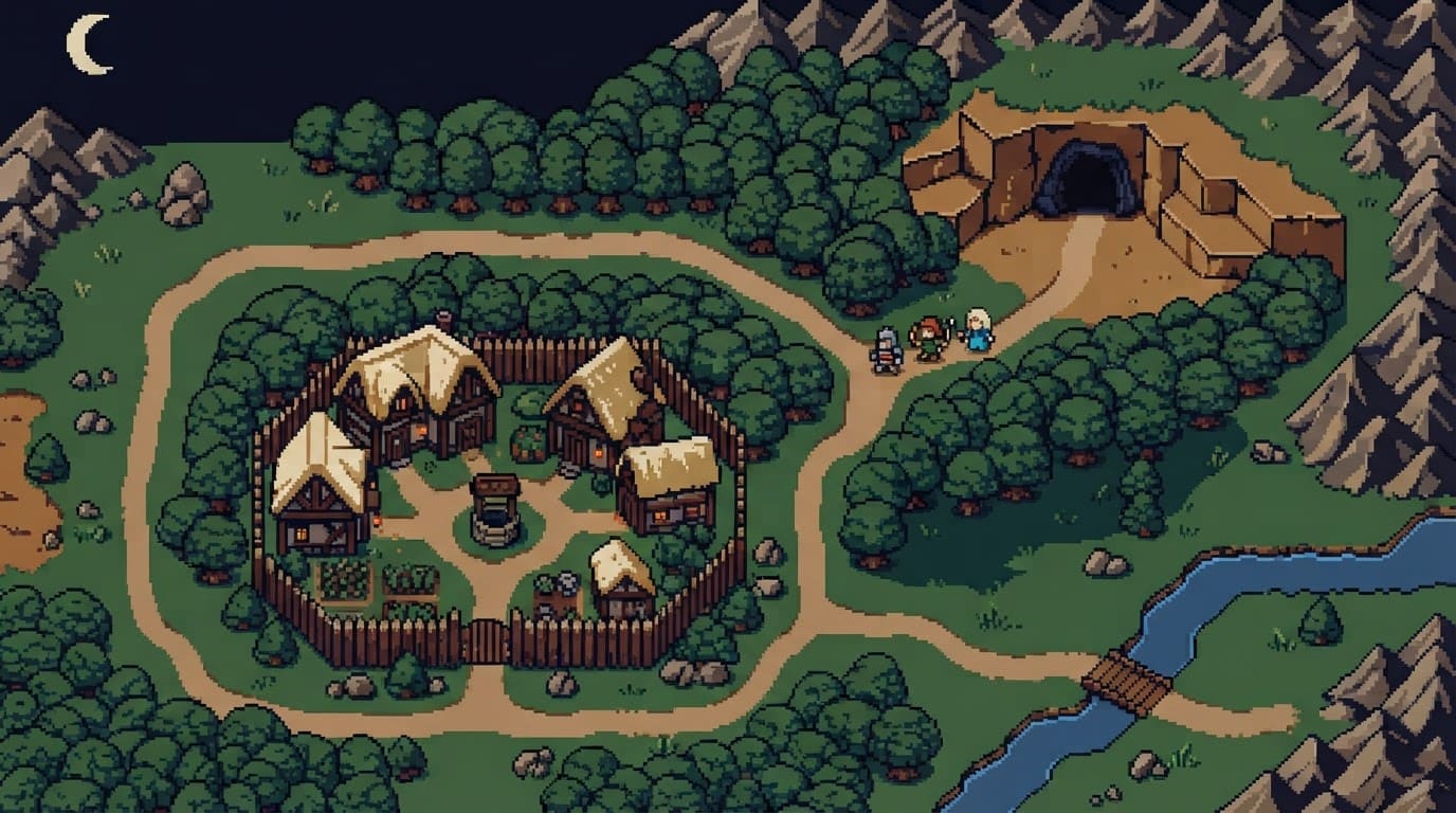 Explorar vilas e masmorras