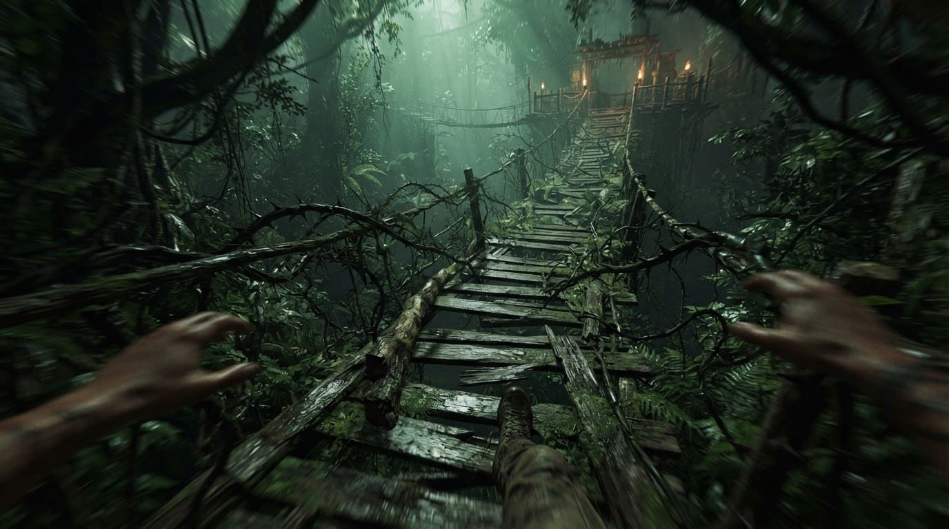 Sprint across collapsing walkways