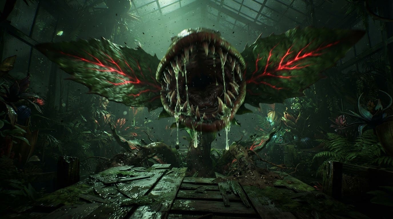 A carnivorous plant lunges