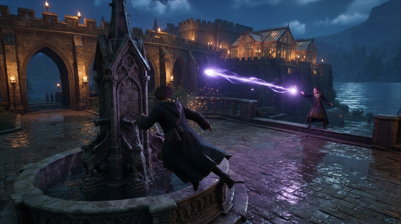 Duel Enemies Across the Courtyard