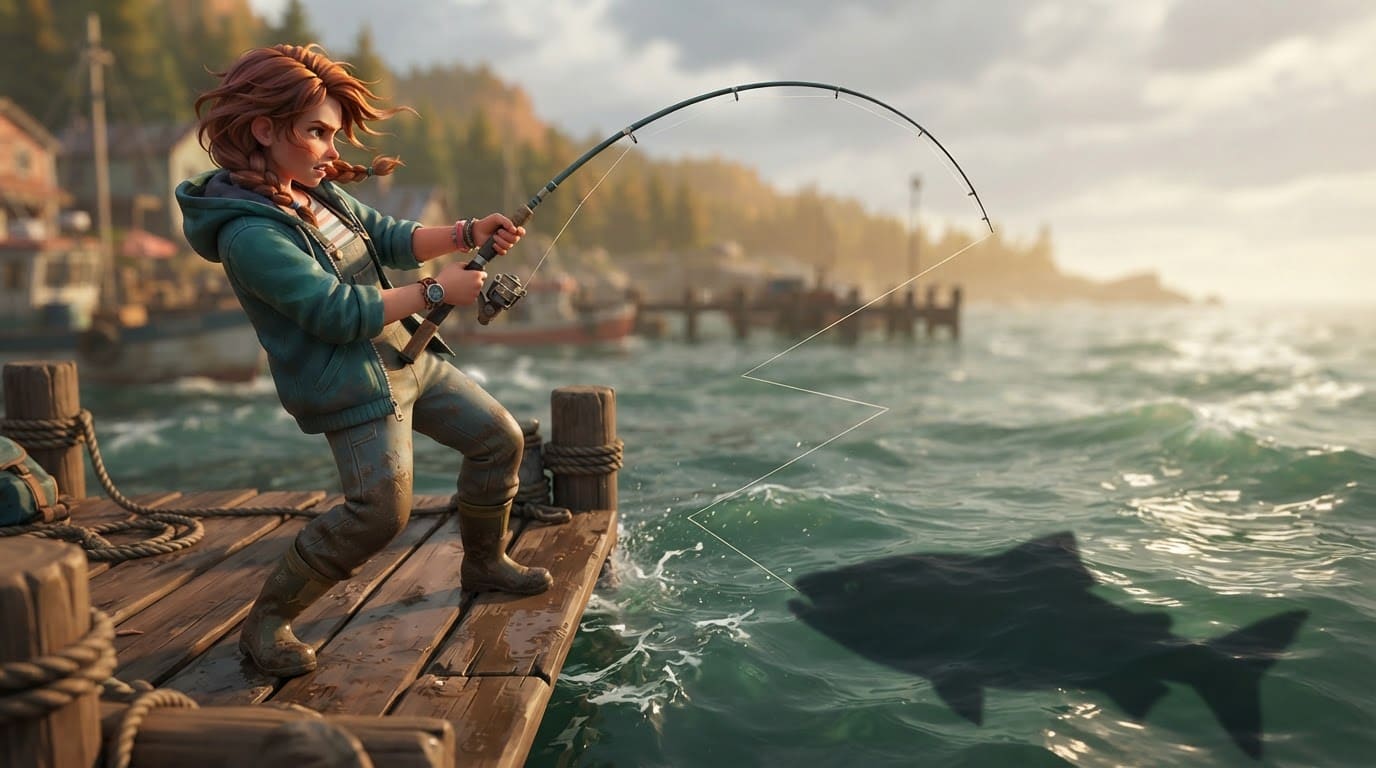 Fight a hooked fish