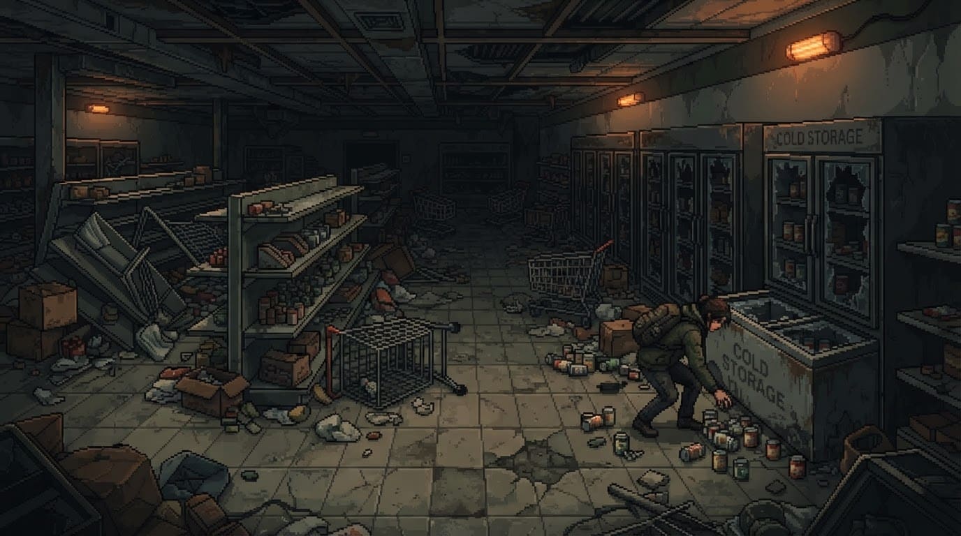 Scavenge a collapsed supermarket