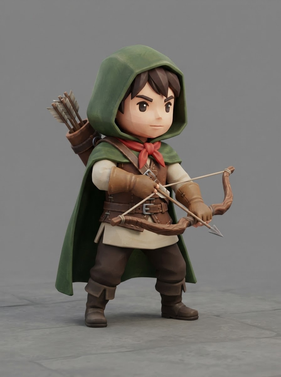 Chibi archer holding shortbow