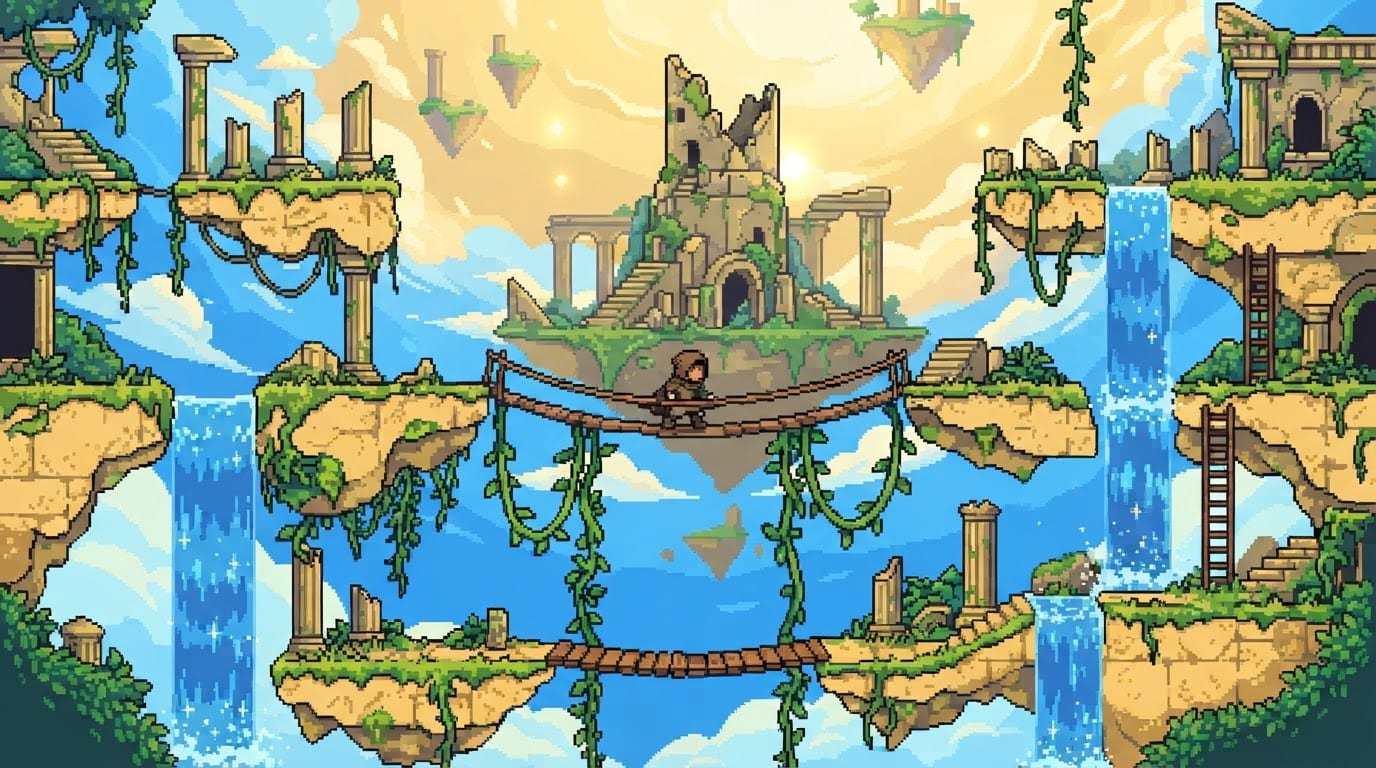 Floating island jungle ruins