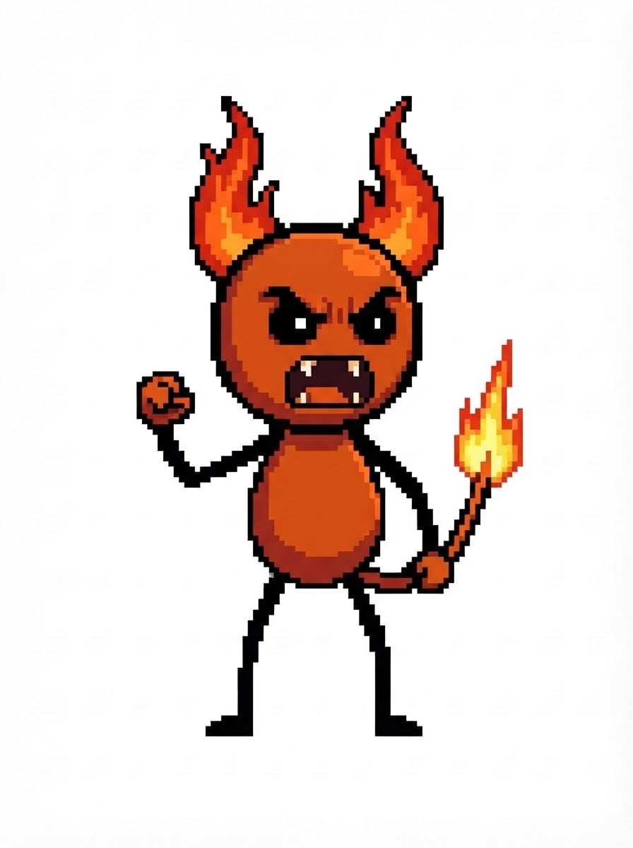 Furious fire devil stickman