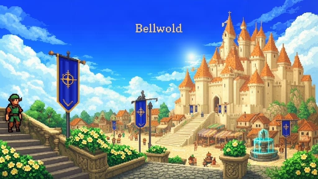 Bellwold native welcome pixel town backdrop v1