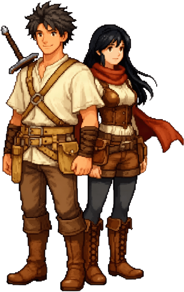 Bellwold welcome adventurer couple pixel sprite v1