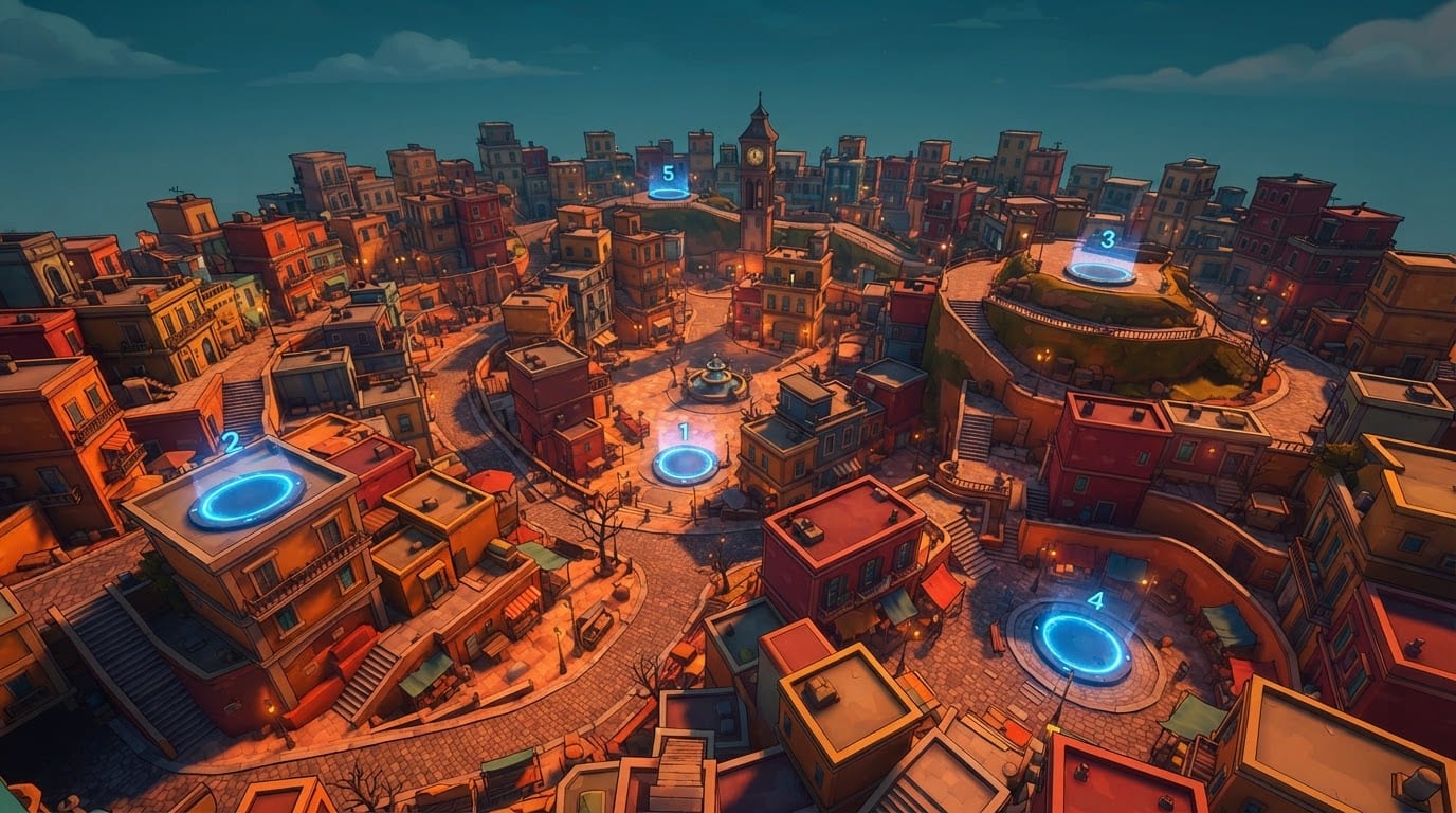 Sprawling stylized city