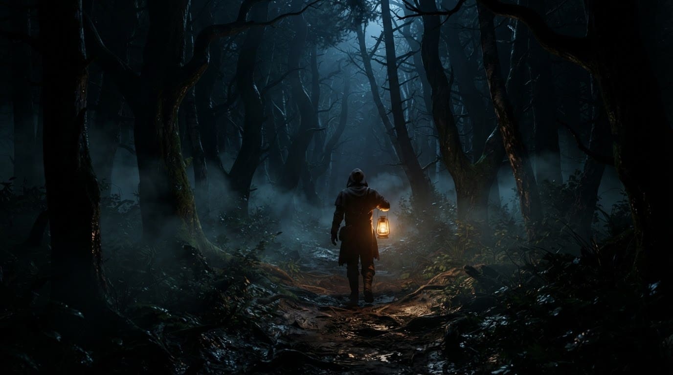 Sigue al guía por el bosque