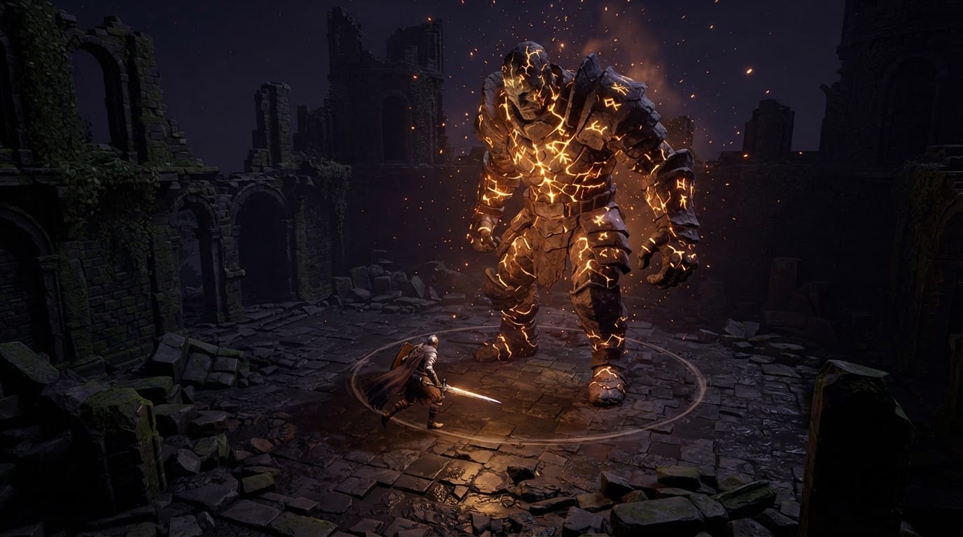 Enfrentar guardiões colossais