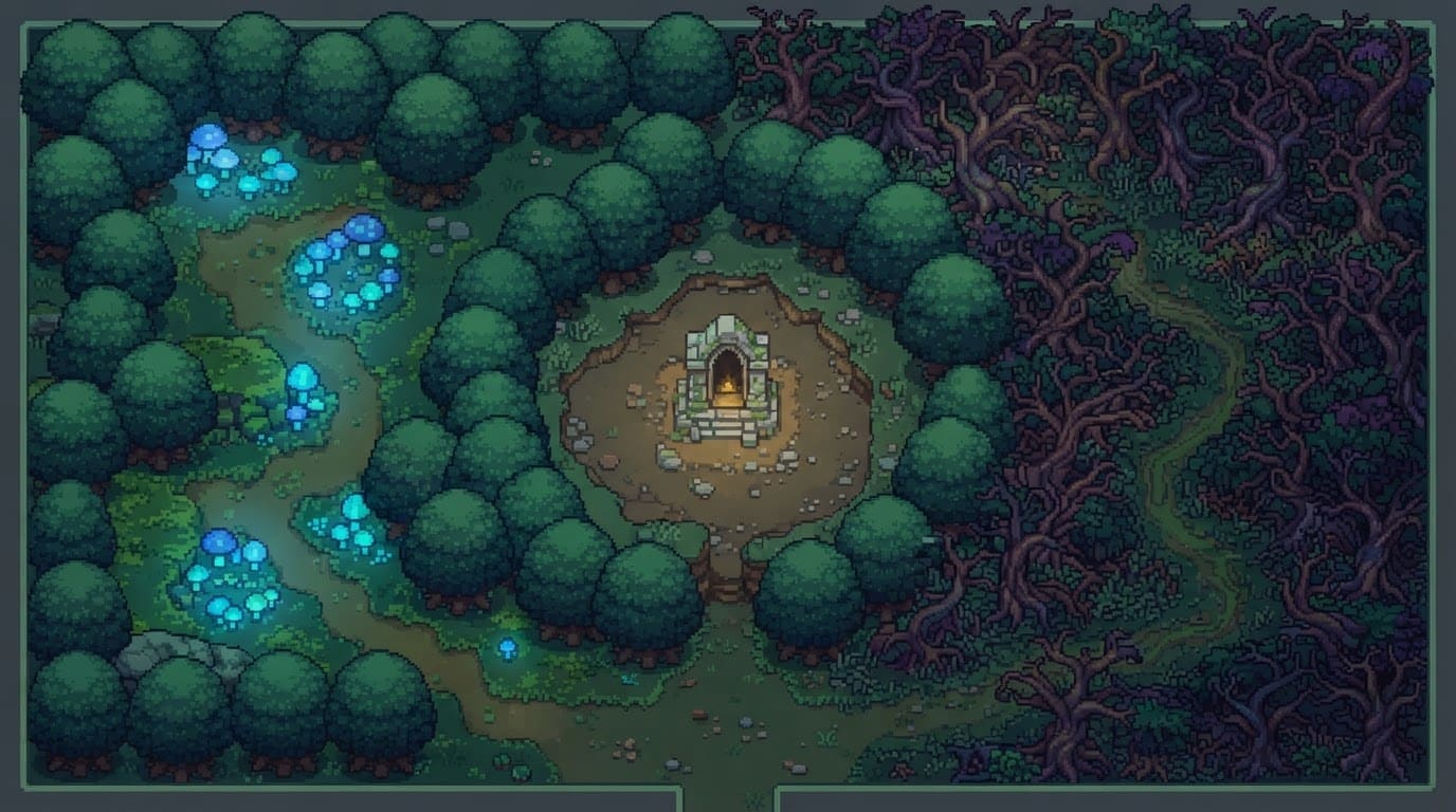 Bosque encantado y misterioso