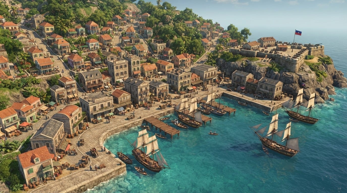Le port colonial animé