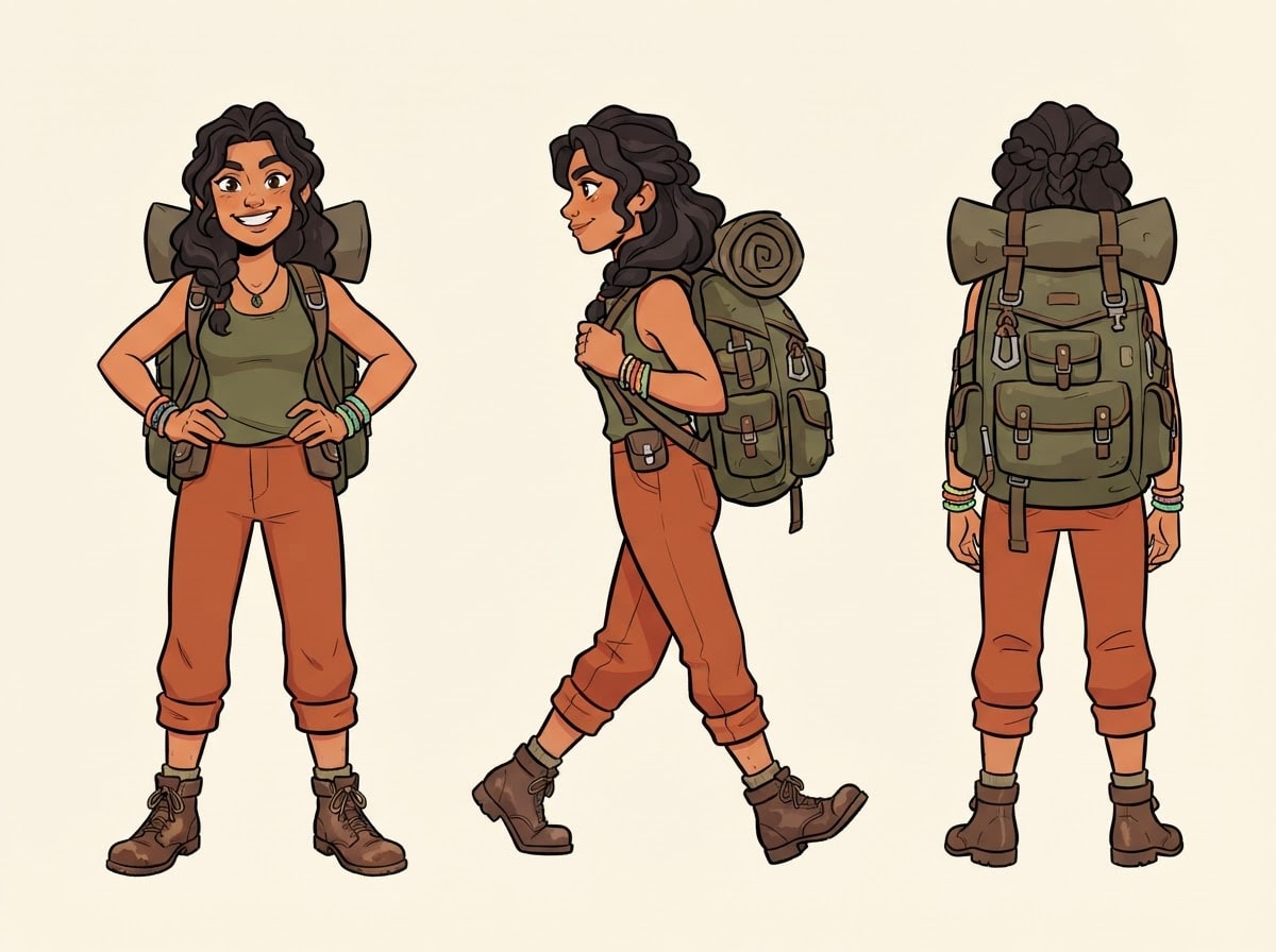 Mochilera — hoja de poses rediseñada