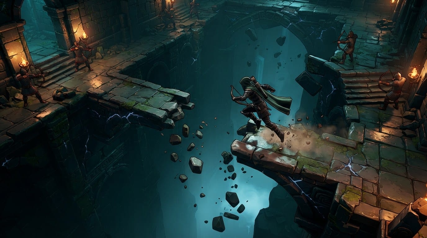 Dash across collapsing bridges
