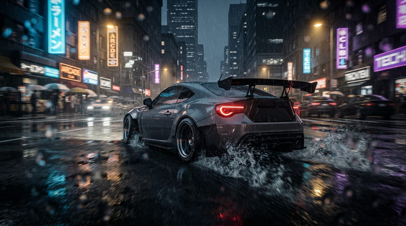 Race through flooded downtown streets