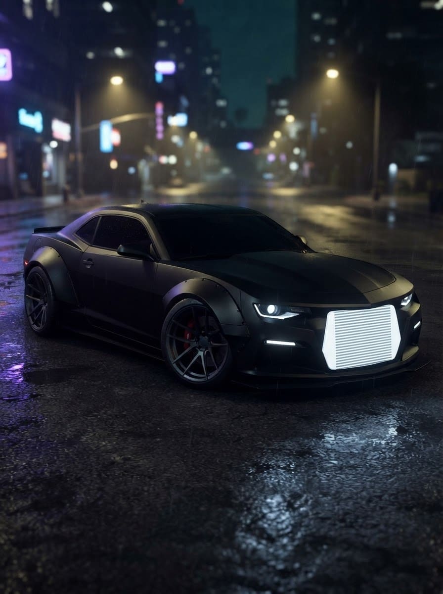 Blacked-out stealth pursuit car