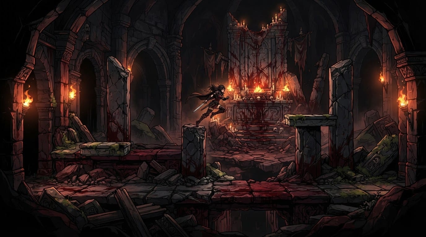 Templo en ruinas del infierno