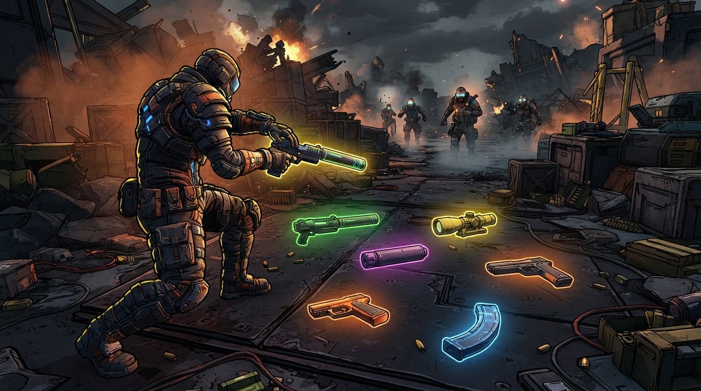 Loot and rebuild your pistol mid-fight