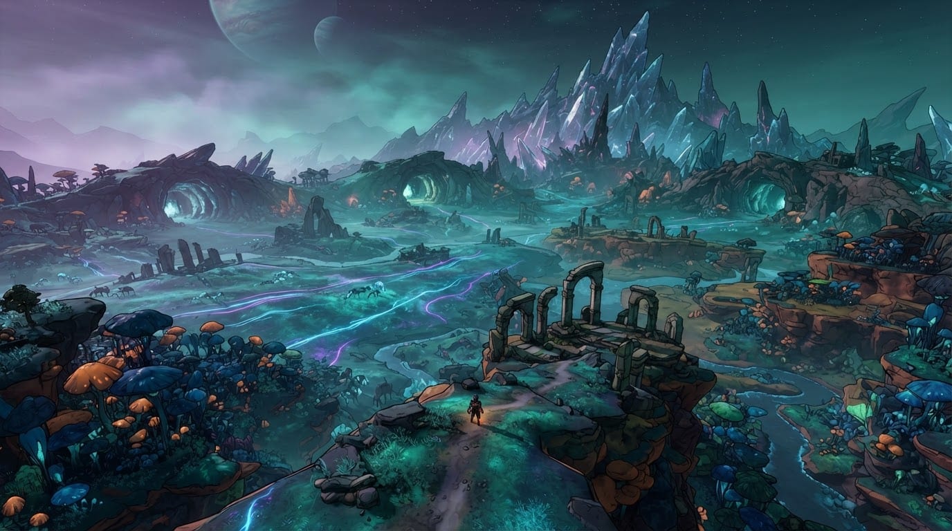 Explore a vast alien open world