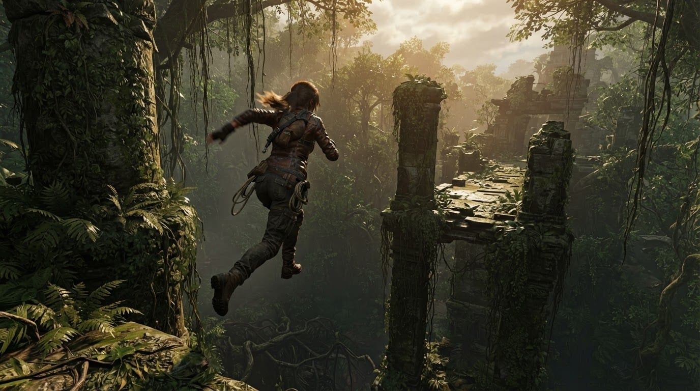 Swing and climb through treetop ruins