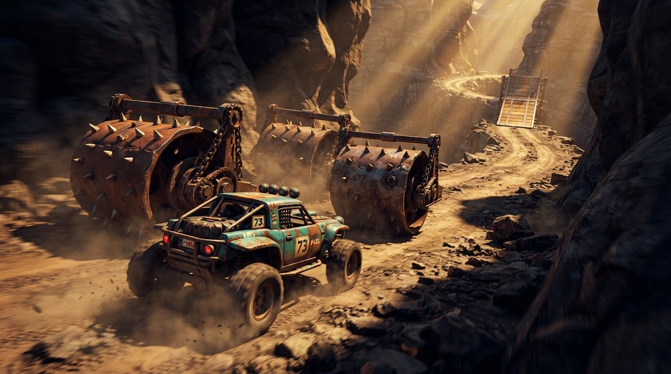 Dodge giant rolling obstacles