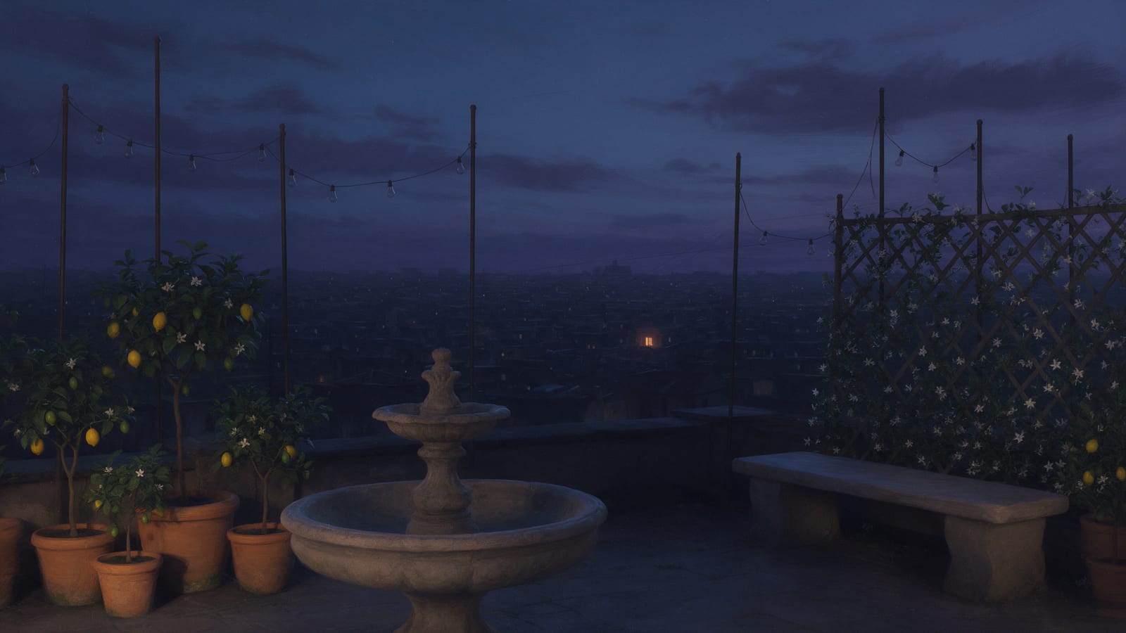 Calder Heights - Night Rooftop Garden (Background)