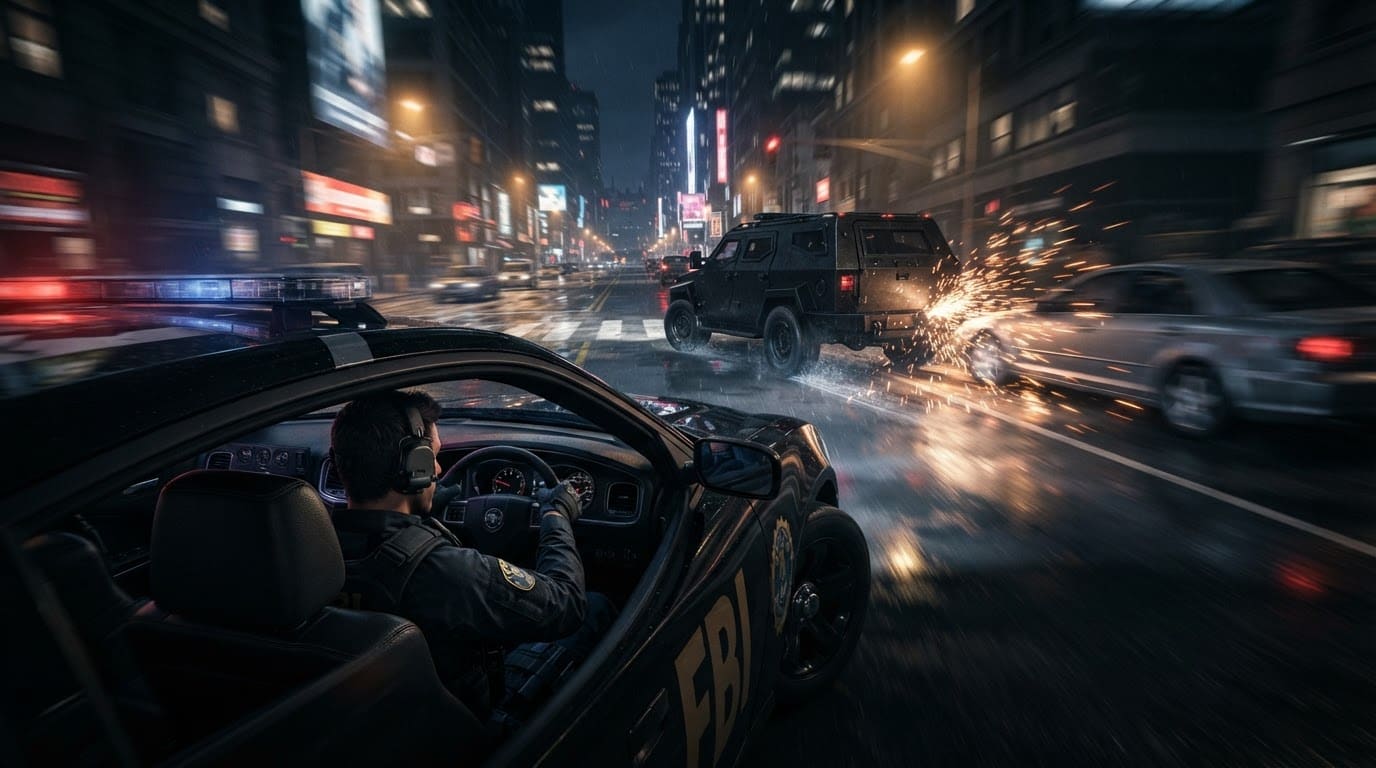Poursuis le boss en voiture dans la ville