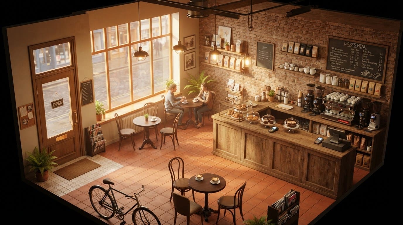 Cafetería moderna del centro