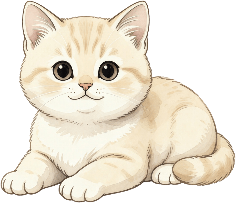 Cream Kitten Lying With Paws Forward