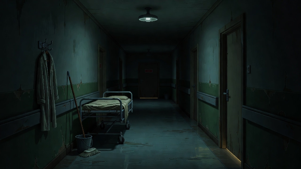 Night Hospital Corridor Background (Chapter 3) (2 / 2)