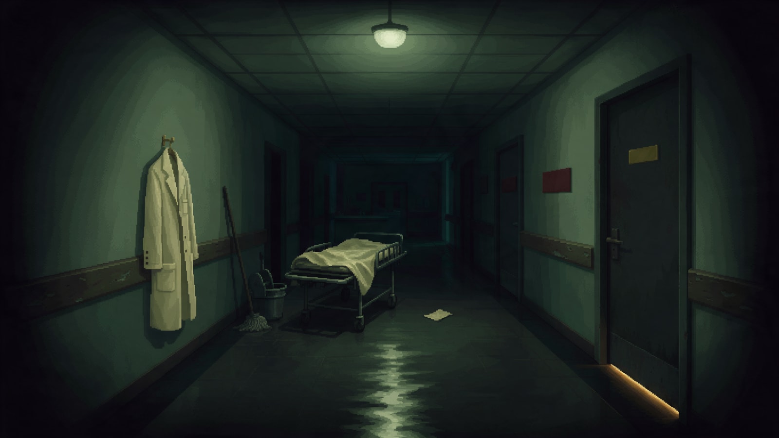 Night Hospital Corridor Background (Chapter 3)