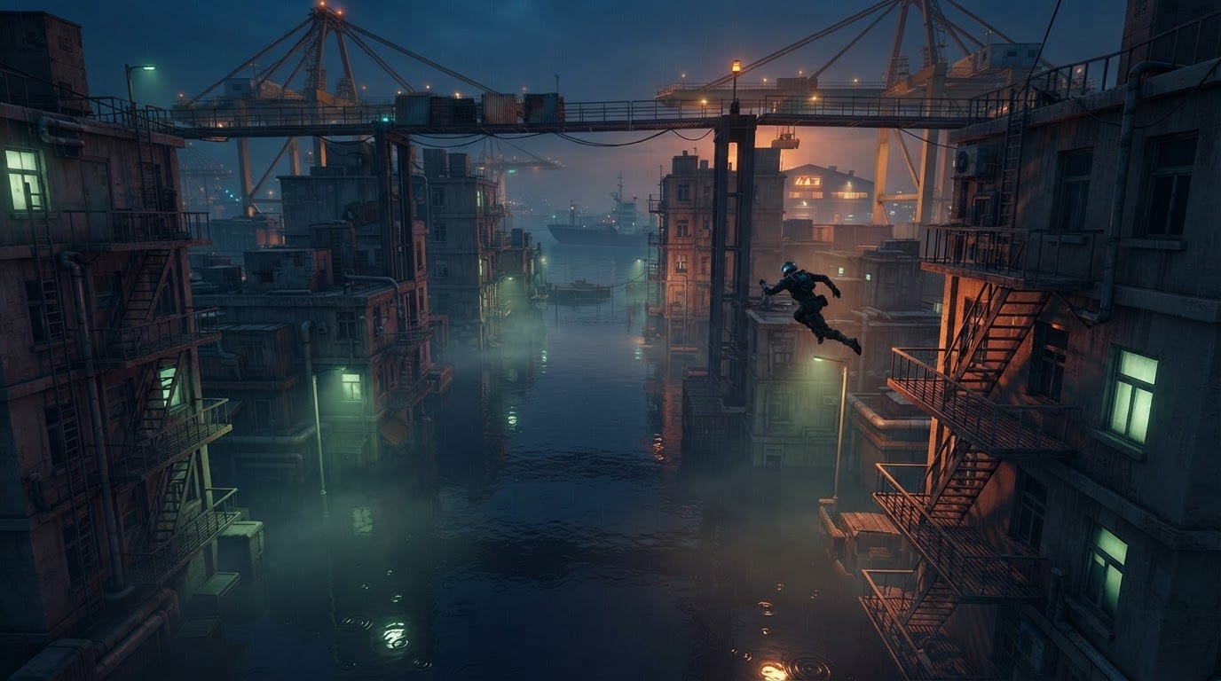 Flooded lower-city district