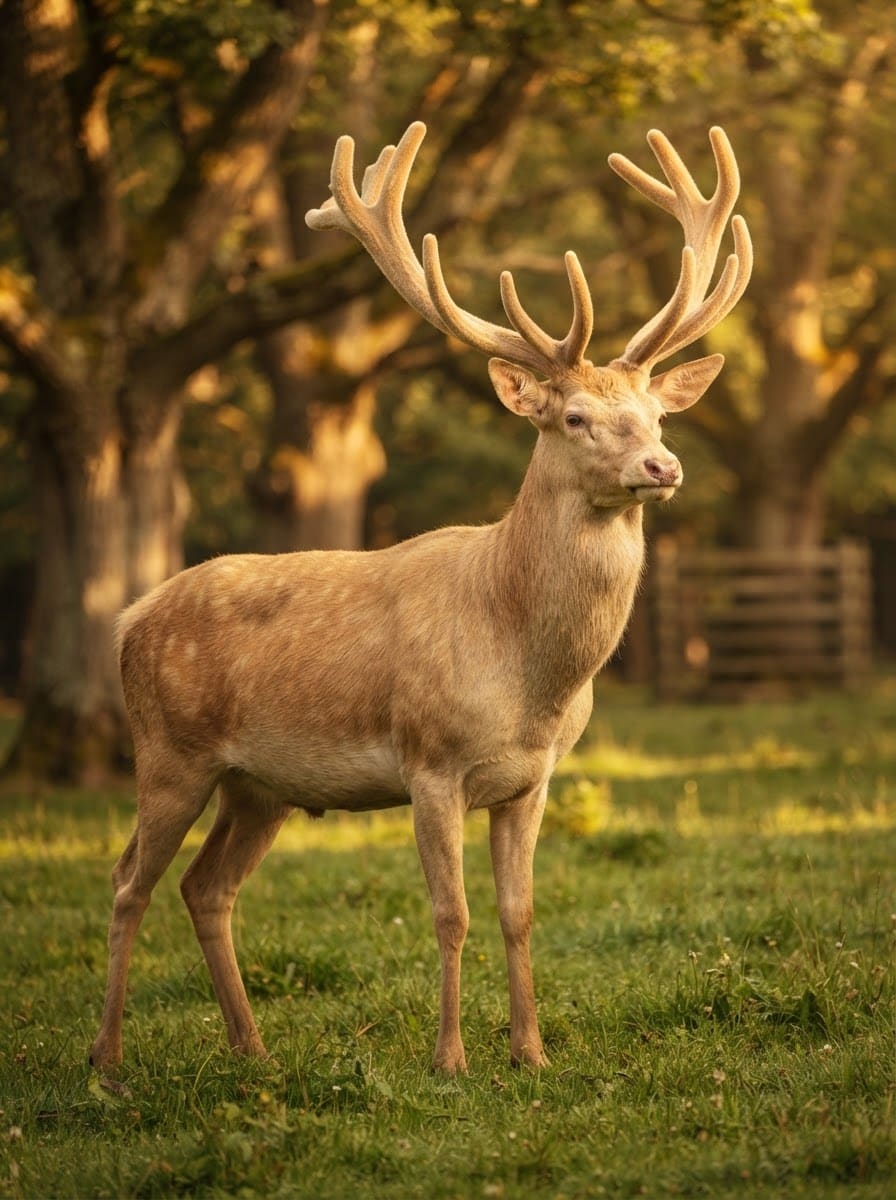 A leucistic golden stag
