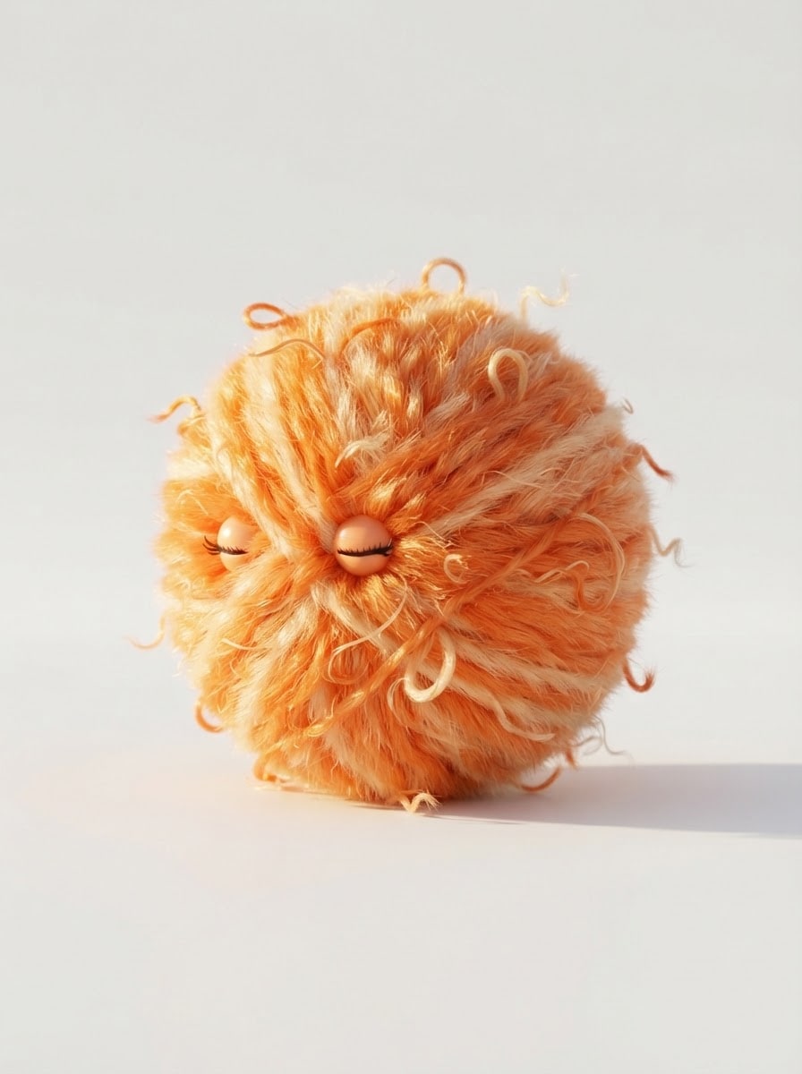 Fluffy orange yarn ball