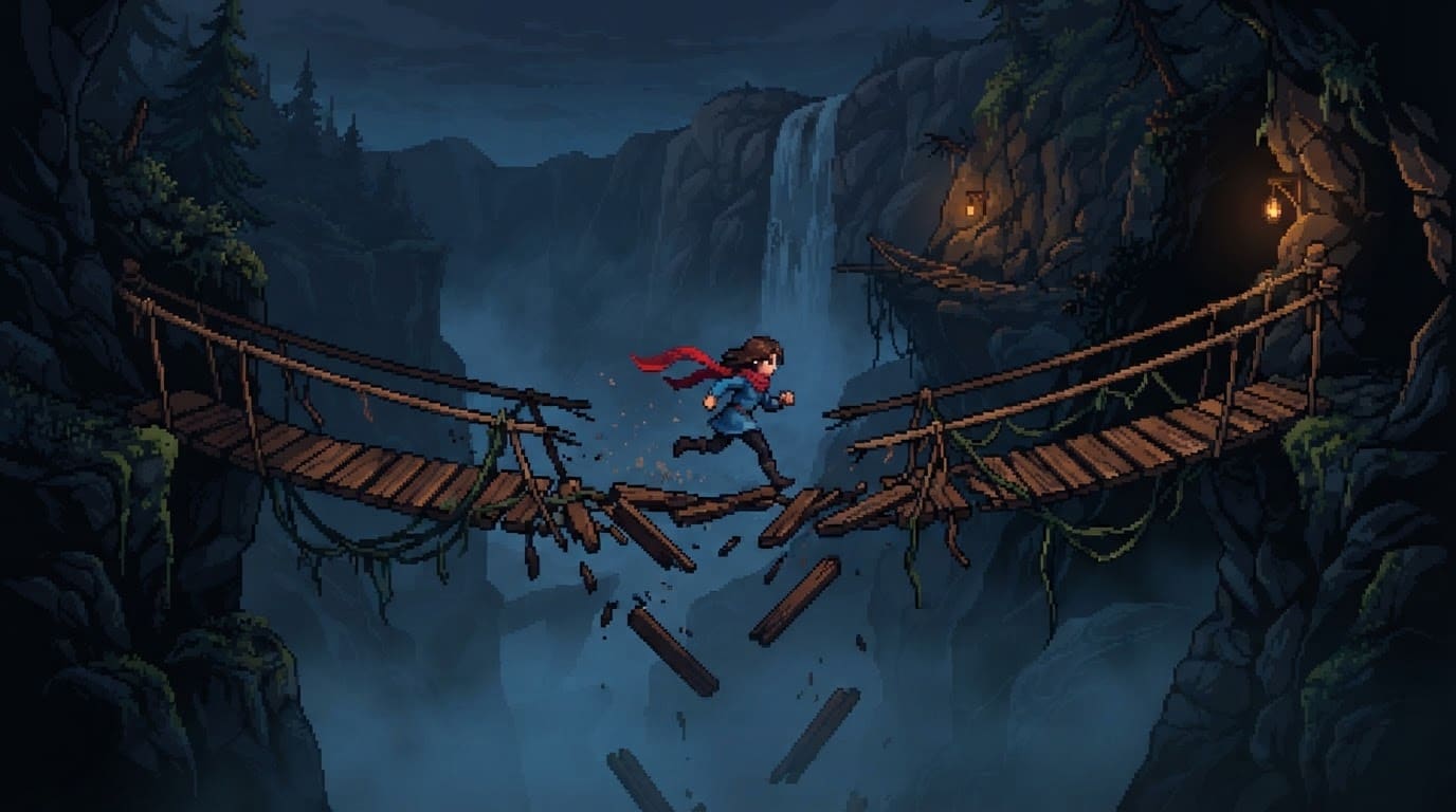 Race across a rope bridge