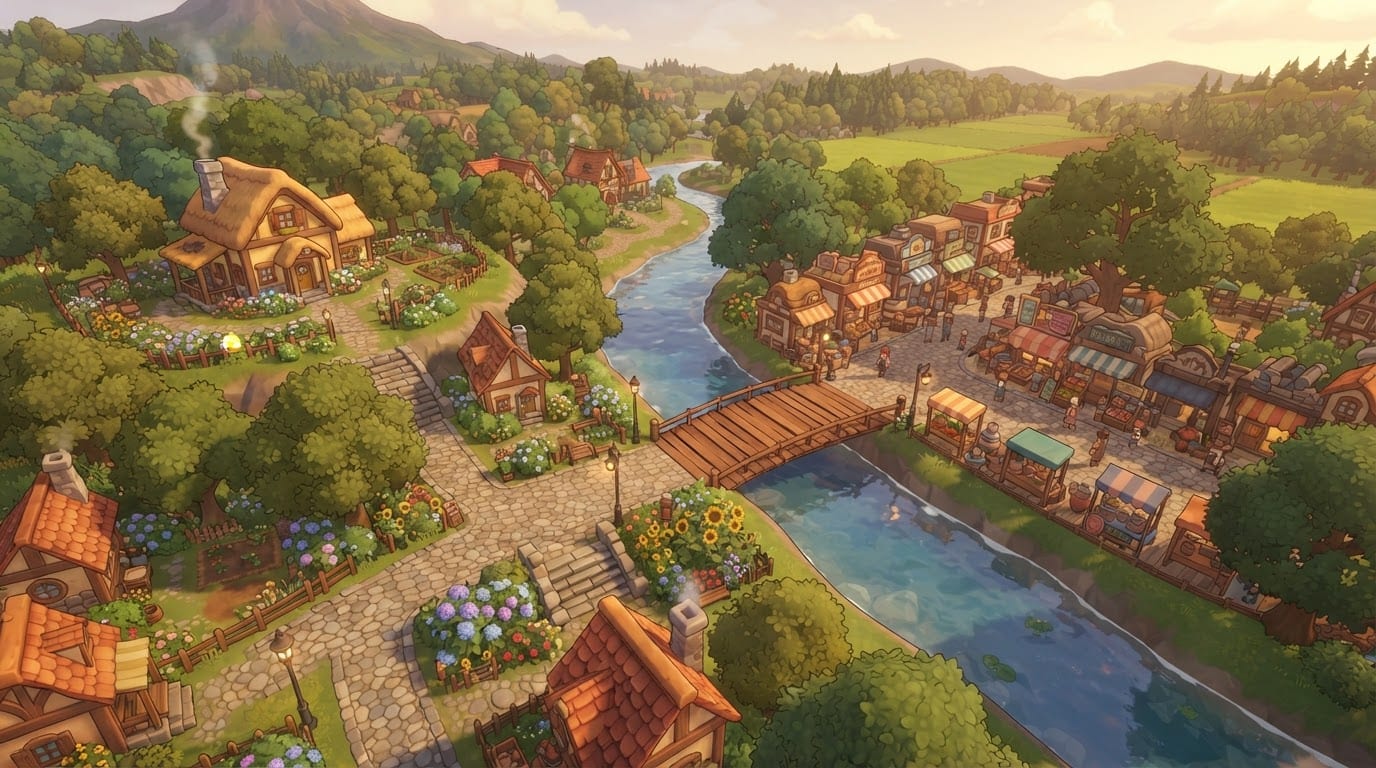 The leafy riverside town