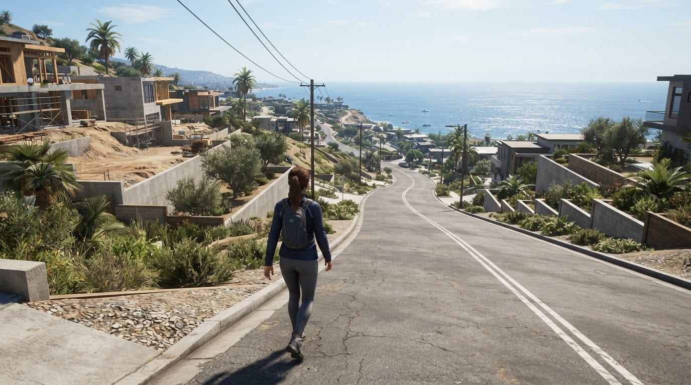 Hillside coastal town