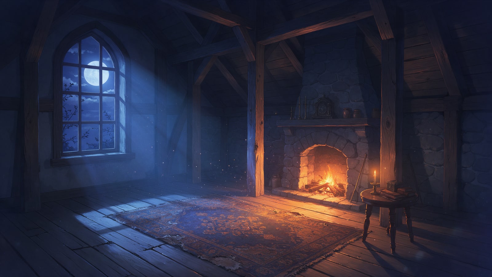 Lyra Attic Room Night Background