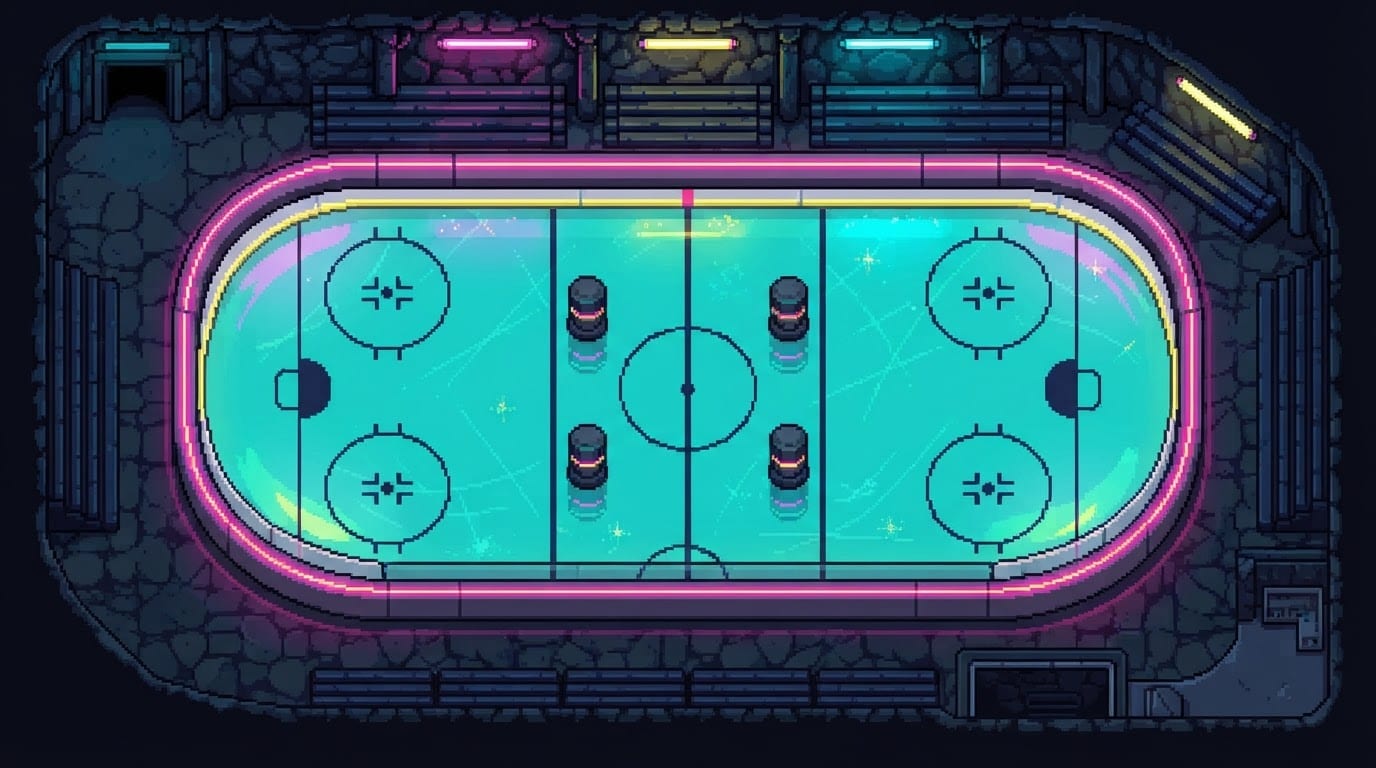 Neon underground ice rink