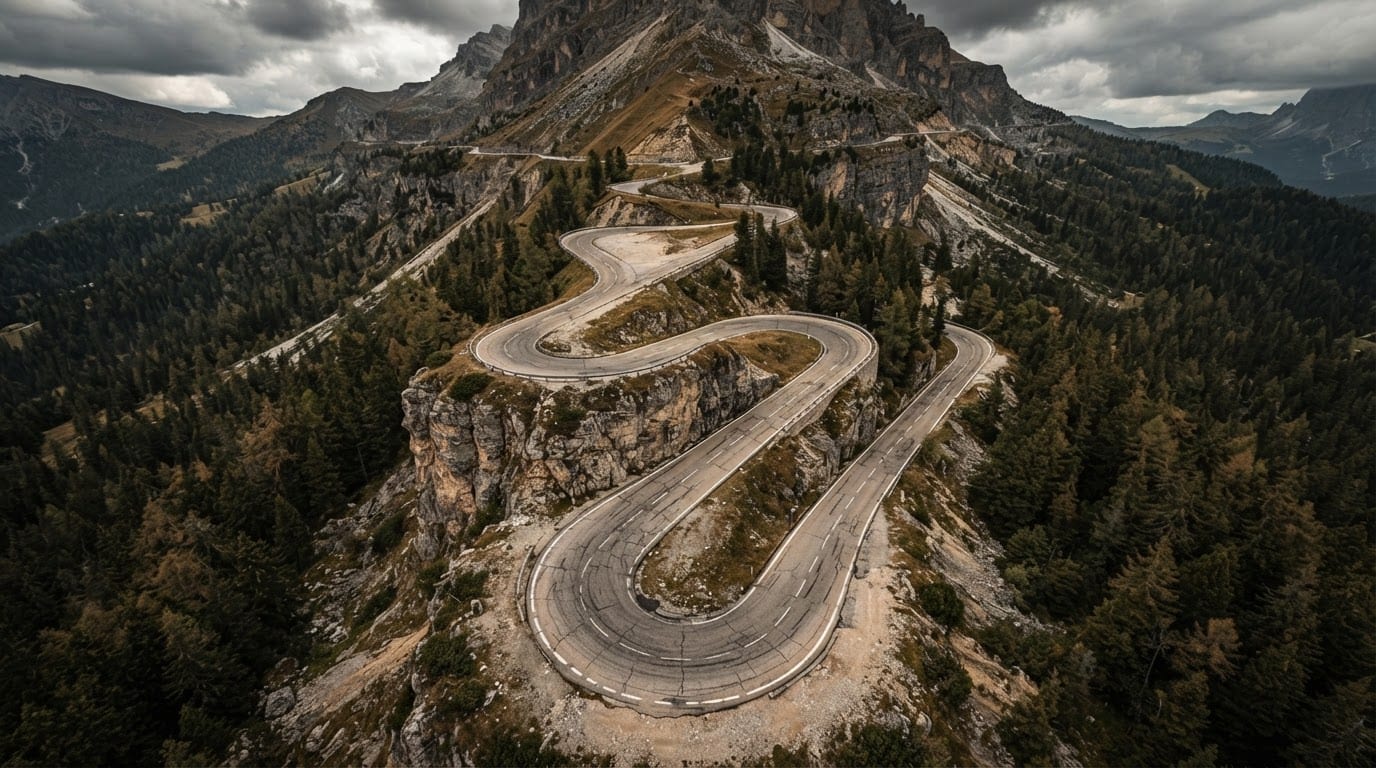 Drift through mountain switchbacks
